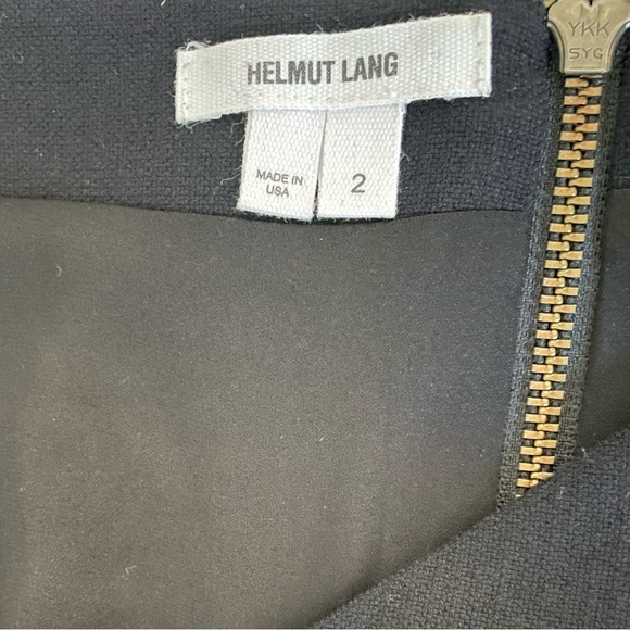 Helmut Lang High Low Black Dress Leather Trim and Asymmetrical Neckline size 2 - Picture 3 of 5